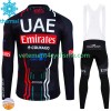 Homme Tenue Cycliste Manches Longues et Collant à Bretelles Hiver Thermal Fleece Uae Emirates 2024 N001